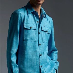 Isaia Napoli Teal Four Pocket Overshirt